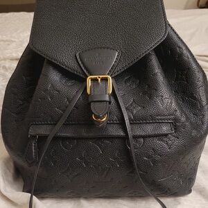 Discontinued Louis Vuitton Black Leather Backpack Monogram Empreinte Montsouris.